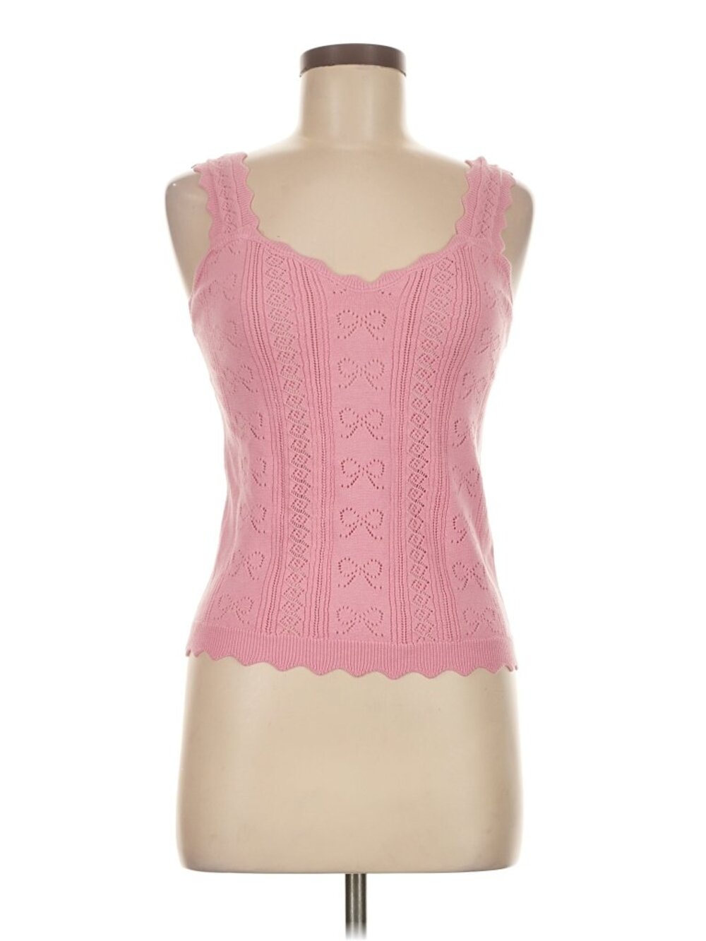 RARERAW Penelope pink pointelle bow knit tank - Picture 4 of 7
